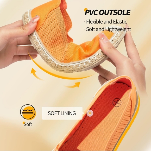 Eydram orange mesh espadrilles, soft flexible soles. Women's size 11. - Picture 10 of 12